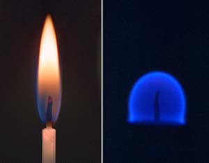 Flame in a normal gravitational environment.