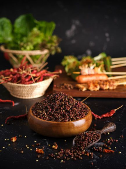 The spiciness of Sichuan dishes is created from various types of peppers and unique spices.
