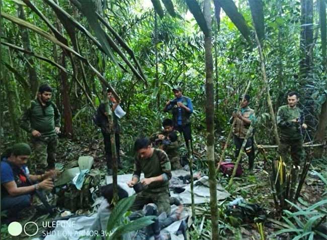 The children found by Colombian soldiers after 40 days of survival in the jungle.