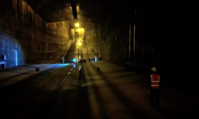 Inside the floodwater storage cave beneath the park.