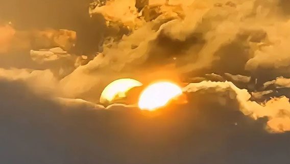 Image of two suns appearing in the sky captured from Xiao's video