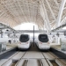 high speed train running through desert arabia saudi 128269