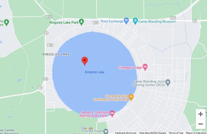 Lake Kingsley on Google Maps.
