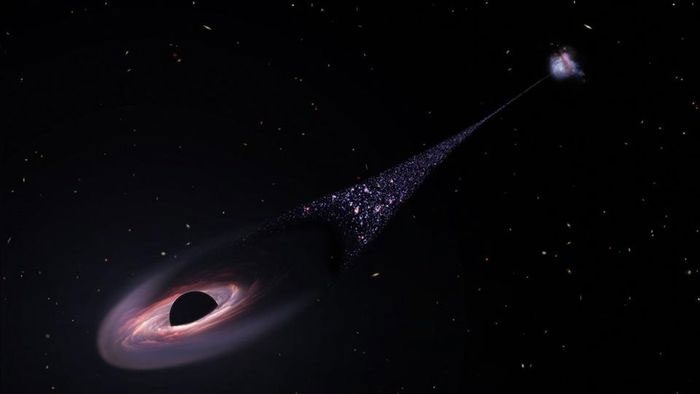Illustration of the black hole creating a star trail.