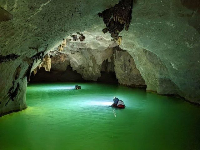 Beautiful lake inside the cave.