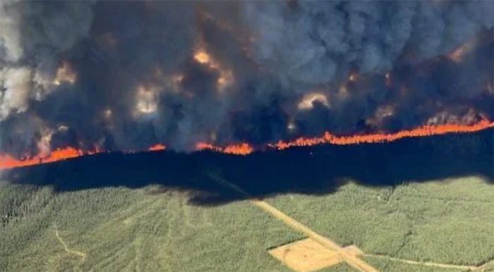 Smoke rising from a wildfire in British Columbia, Canada on June 9.