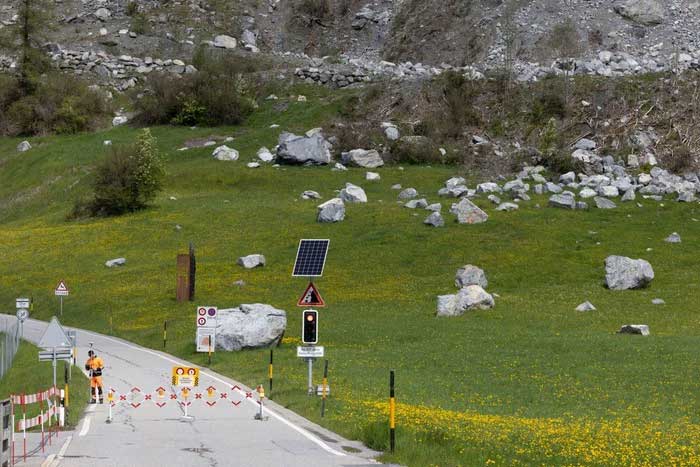 The mountain and debris on the slope have been shifting since the last Ice Age.