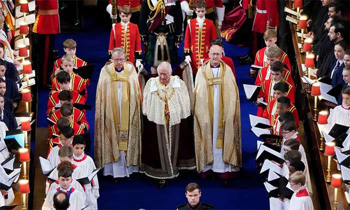 King Charles entering Westminster Abbey