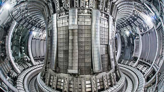 The fusion reactor of the Joint European Torus (JET).