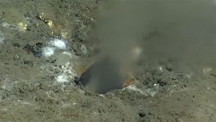 The liquid ejected is 9 degrees Celsius warmer than the surrounding seawater.