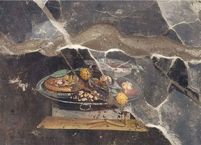 A lavishly presented banquet on a silver plate