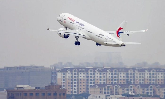The C919 is a twin-engine narrow-body jet powered by CFM International LEAP-1C engines.
