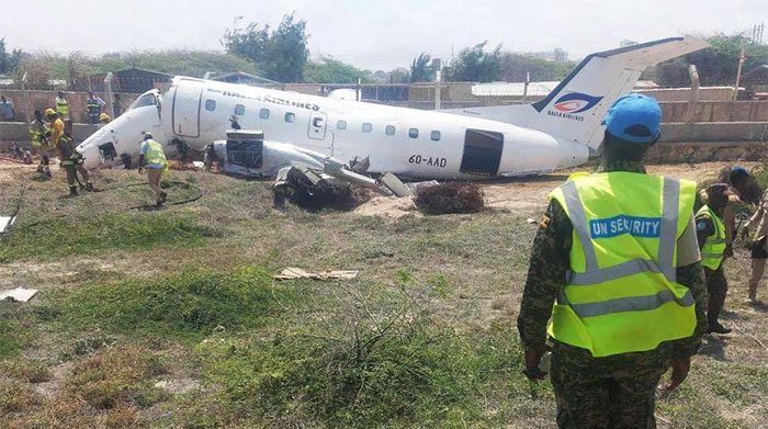 The Halla Airlines plane was heavily distorted after the violent impact during landing.