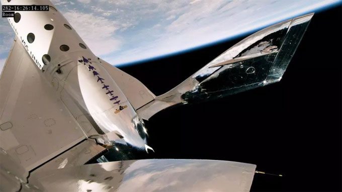 VSS Unity taking a selfie during the crewed flight on May 25.