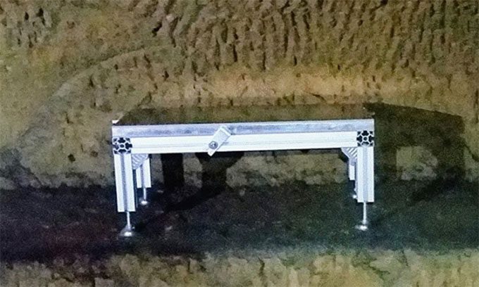 Muon detectors placed in an ancient vault.