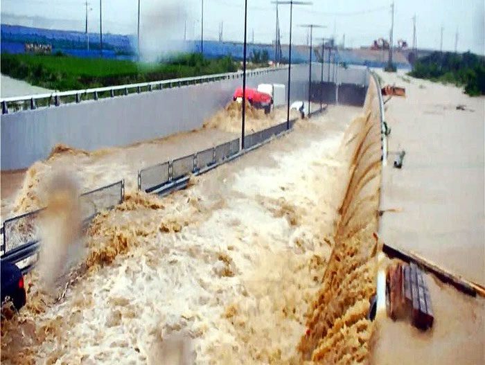 Rushing water flooded the tunnel.