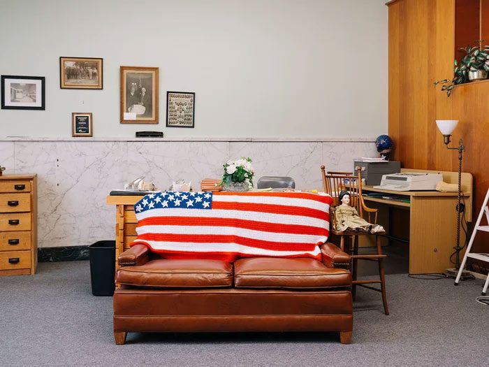 The bank's customer reception area