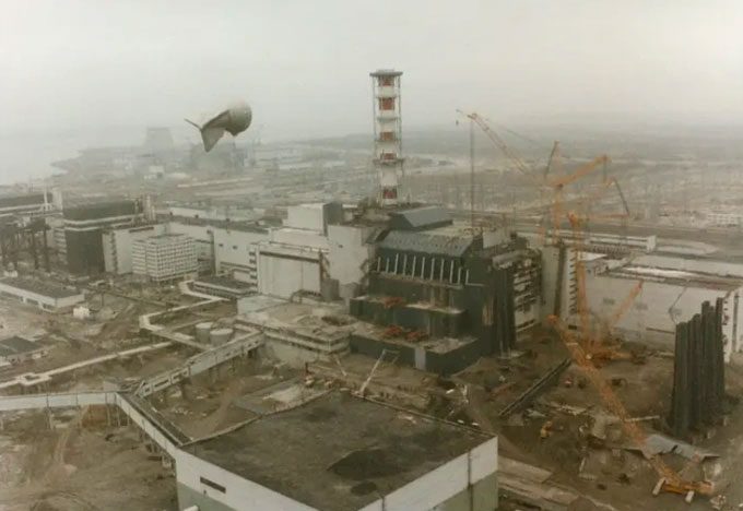Chernobyl Nuclear Power Plant after the explosion on April 26, 1986, Ukraine.
