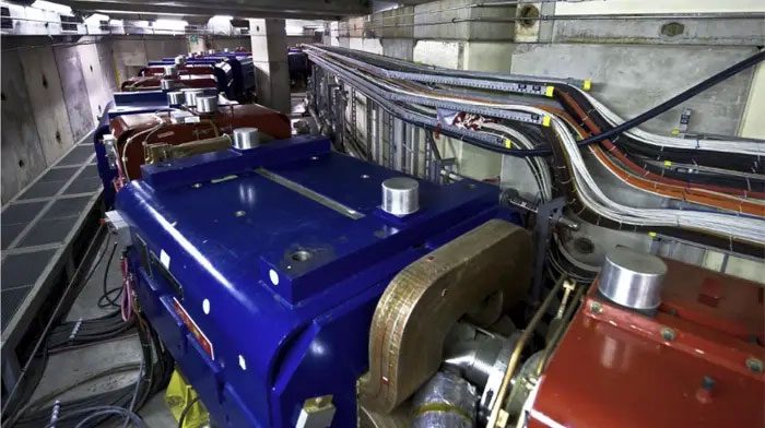 They use strong magnets (in blue) to slow down the antiprotons.