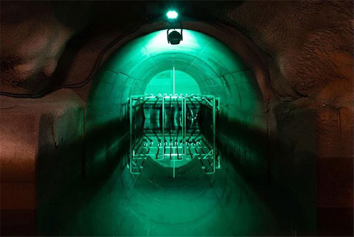 A heat exchanger inside the conditioning tank of the Sant'Antonio Hydroelectric Plant.