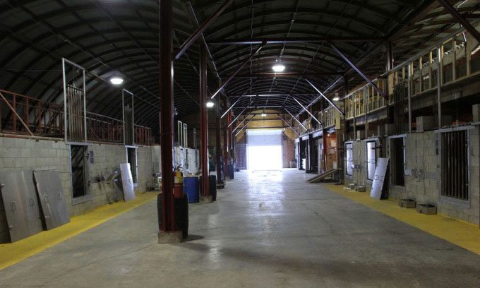 Inside the polar bear jail.