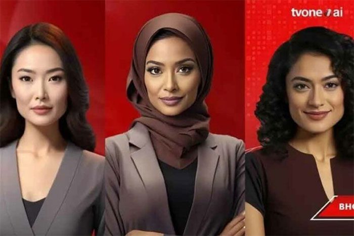 Three virtual presenters appear on Indonesian television.
