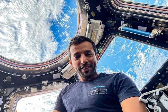 Astronaut Sultan Al Neyadi takes a selfie inside the International Space Station (ISS).