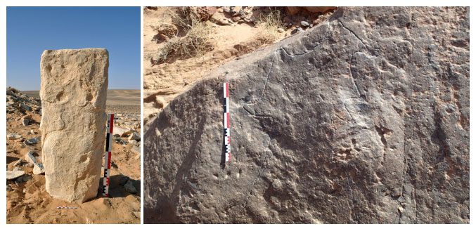 The carved stone discovered in Saudi Arabia and Jordan.