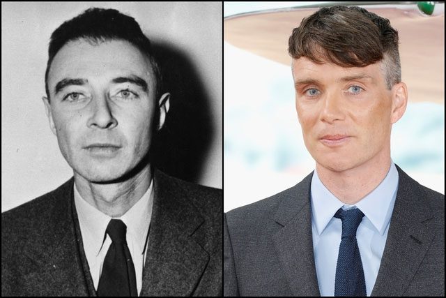 Physicist Oppenheimer (left) and the actor portraying him in the film - Cillian Murphy