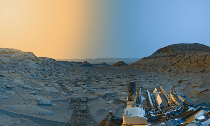 The image is a combination of two photos taken at different times on April 8.