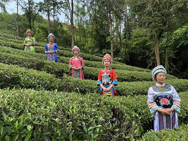 Tujia women in traditional attire.