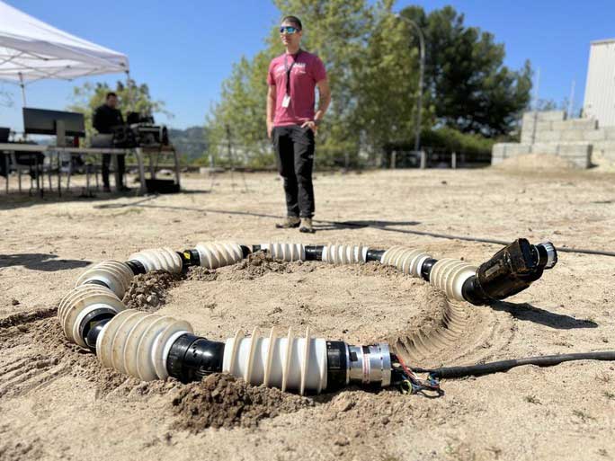 The giant bizarre snake crawling across the "Mars Yard" at JPL