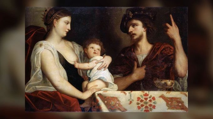 Roxana holding Alexander IV, next to Greek general Eumenes