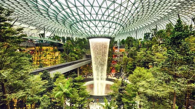 The Rain Vortex - the world's tallest indoor waterfall.