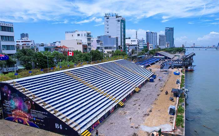 The grandstand area is over 99% complete