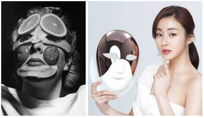 The beauty mask from the 1930s shows a stark contrast to today