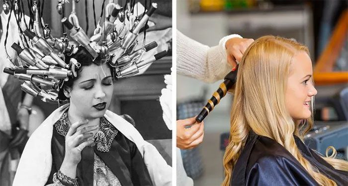 Curling hair then and now
