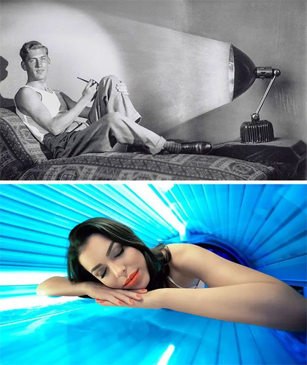Home skin tanning in the 1930s and now