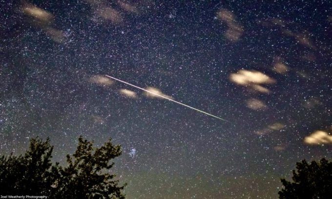 Perseid meteor captured in Alberta, Canada on August 12, 2021.