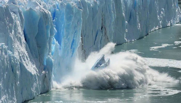 Global warming is causing ice to melt rapidly.