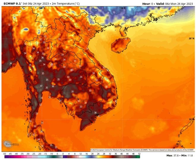 According to satellite data, the highest temperature recorded at that time was 37.8 degrees Celsius.