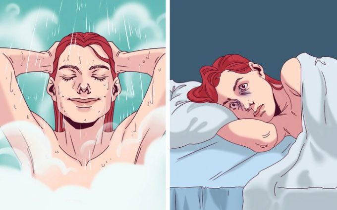 Taking a hot shower close to bedtime can raise body temperature and heart rate, leading to difficulty sleeping.