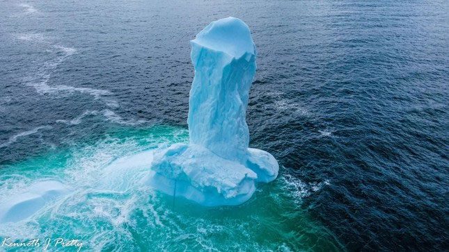 Penis-shaped iceberg floating off the coast of Dildo, Newfoundland