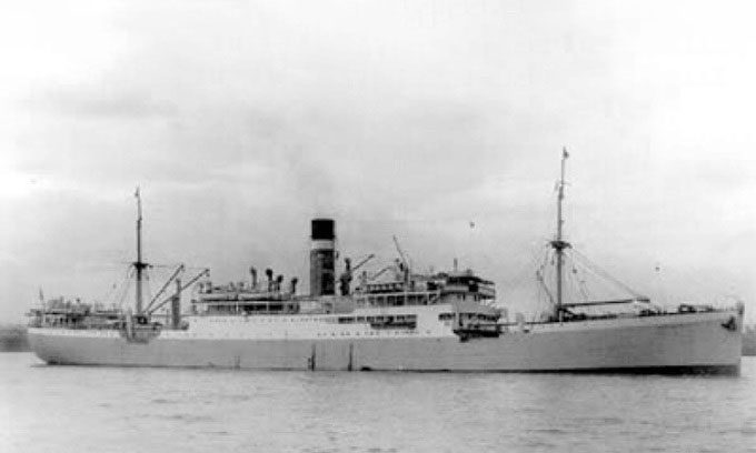 SS City of Cairo, sunk 770km south of St Helena Island.