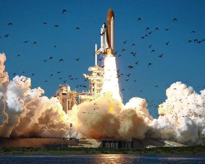 Space Shuttle Challenger launching from NASA's Kennedy Space Center, Florida