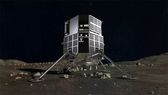 Illustration of the Hakuto-R lander on the Moon.