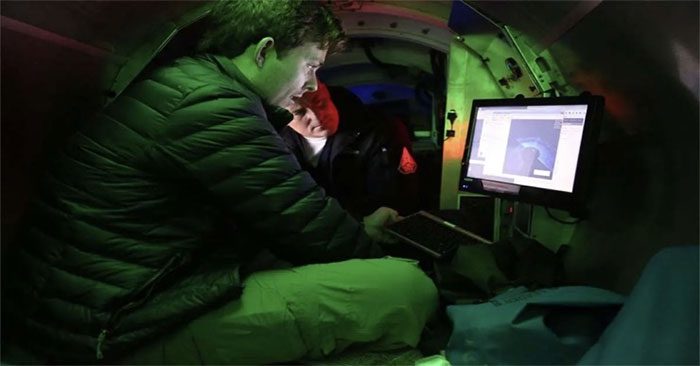 An image capturing the interior of the submersible during the 2021 expedition.