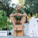 the man uses toilet paper to protect the environment 127776