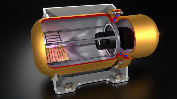 Illustration of the ALEPH-1 chamber design from the inside.