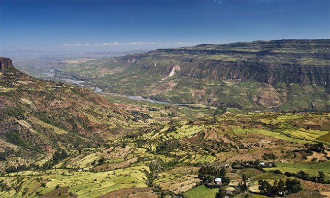 Fields in the Great Rift Valley of Ethiopia, part of the East African Rift.